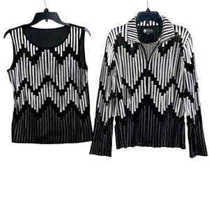 Damee Two Piece Set Blazer Tank Top Mesh